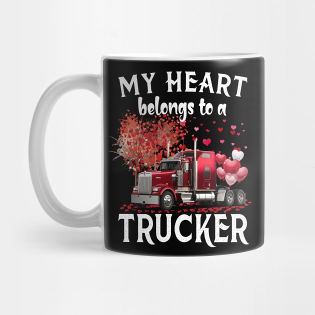 My Heart Belongs To A Trucker Valentine Trucker's Wife by Brodrick Arlette Store